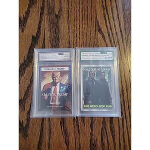 LOT OF 2 President Donald Trump Graded Cards GEM MINT 10 Elon Musk